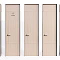 Wooden Hinged Doors With Various Panel Designs And Classic Handles 3d model