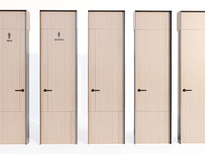 Wooden Hinged Doors With Various Panel Designs And Classic Handles 3d model