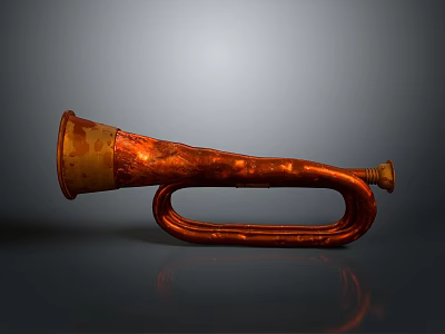 Vintage Copper Colored Horn with Curved Design and Rustic Texture as Practical Household Item 3d model