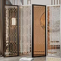 Modern Decorative Room Divider With Metal Frame And Geometric Laser Cut Patterns 3d model