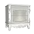 Classical Decorative Cabinet with Ornate Carved Details Wooden Surface Elegant Doors and Intricate Legs