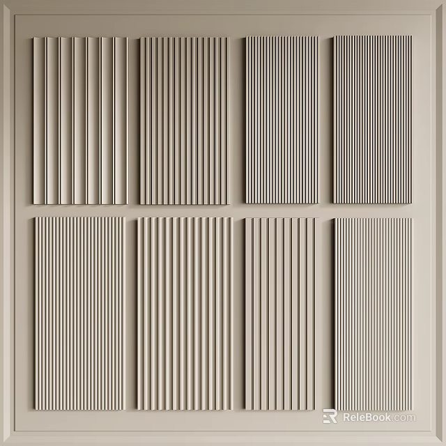 Modern Textured Wall Panels With Vertical Slats And Light Colored Design 3d model