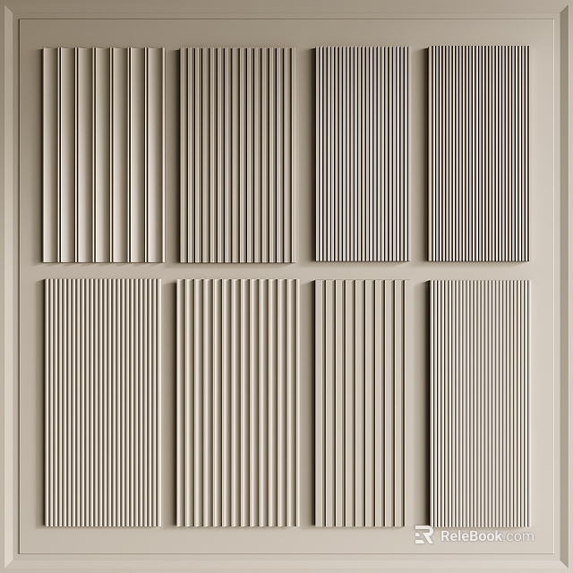 Modern Textured Wall Panels With Vertical Slats And Light Colored Design 3d model 