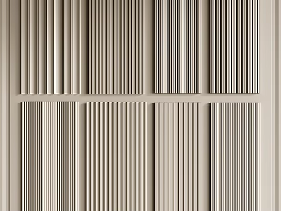 Modern Textured Wall Panels With Vertical Slats And Light Colored Design 3d model