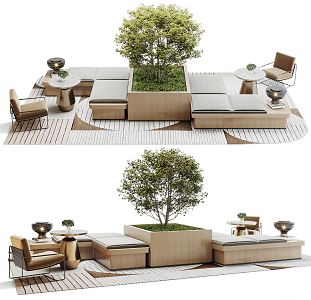 Modern Outdoor Sofa Landscape Seat Outdoor Roof Courtyard Seat Sofa Villa Courtyard Seat Sofa Flower Pool 3d model