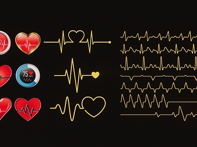 2D Heartbeat Pulse Line Silhouette 3d model