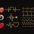 2D Heartbeat Pulse Line Silhouette 3d model