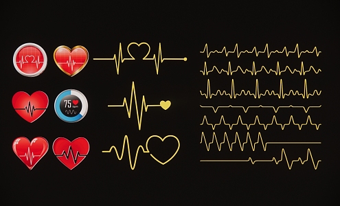 2D Heartbeat Pulse Line Silhouette 3d model