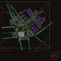 Aerial Urban Planning Design With High Rise Buildings Road Network And Green Spaces