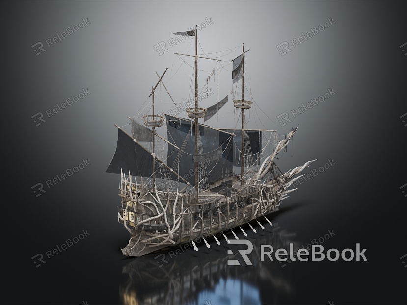 Retro boat cartoon boat armed boat ancient boat model