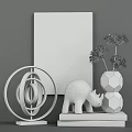 Modern Single Bed With Zebra Print Ornament Silver Sculpture Black Vase And Abstract Art