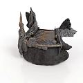 Artistic Architectural Model With Rock Base Decorative Wings And Wooden Pathway