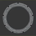 Industrial Circular Metal Ring With Geometric Details And Textured Surface