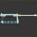 Blue Green Plastic Injection Tool With Yellow Component Cylindrical Handle And Metal Tip