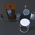 Practical Bathroom Small Items Including Towel Holder Toilet Brush Trash Can Soap Dispenser