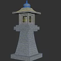 Traditional Japanese Stone Outdoor Light With Pagoda Structure And Warm Illumination