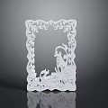 White Laser Cut Decorative Frame With Floral Patterns Butterfly And Figure Design