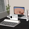Computer Laptop Tablet Keyboard Headset 3d model