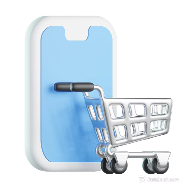 Convenient Online Shopping For Daily Necessities Via Smartphone With Shopping Cart 3d model 