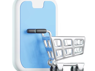 Convenient Online Shopping For Daily Necessities Via Smartphone With Shopping Cart 3d model