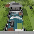 Modern Simple Sinking Courtyard Landscape Gallery Pavilion 3d model