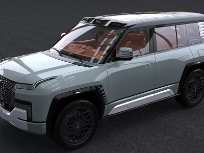 Light Gray SUV With Modern Rugged Design Brown Leather Seats And Black Alloy Wheels 3d model