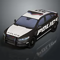 Black And White Police Car With Siren Lights And Exterior Design