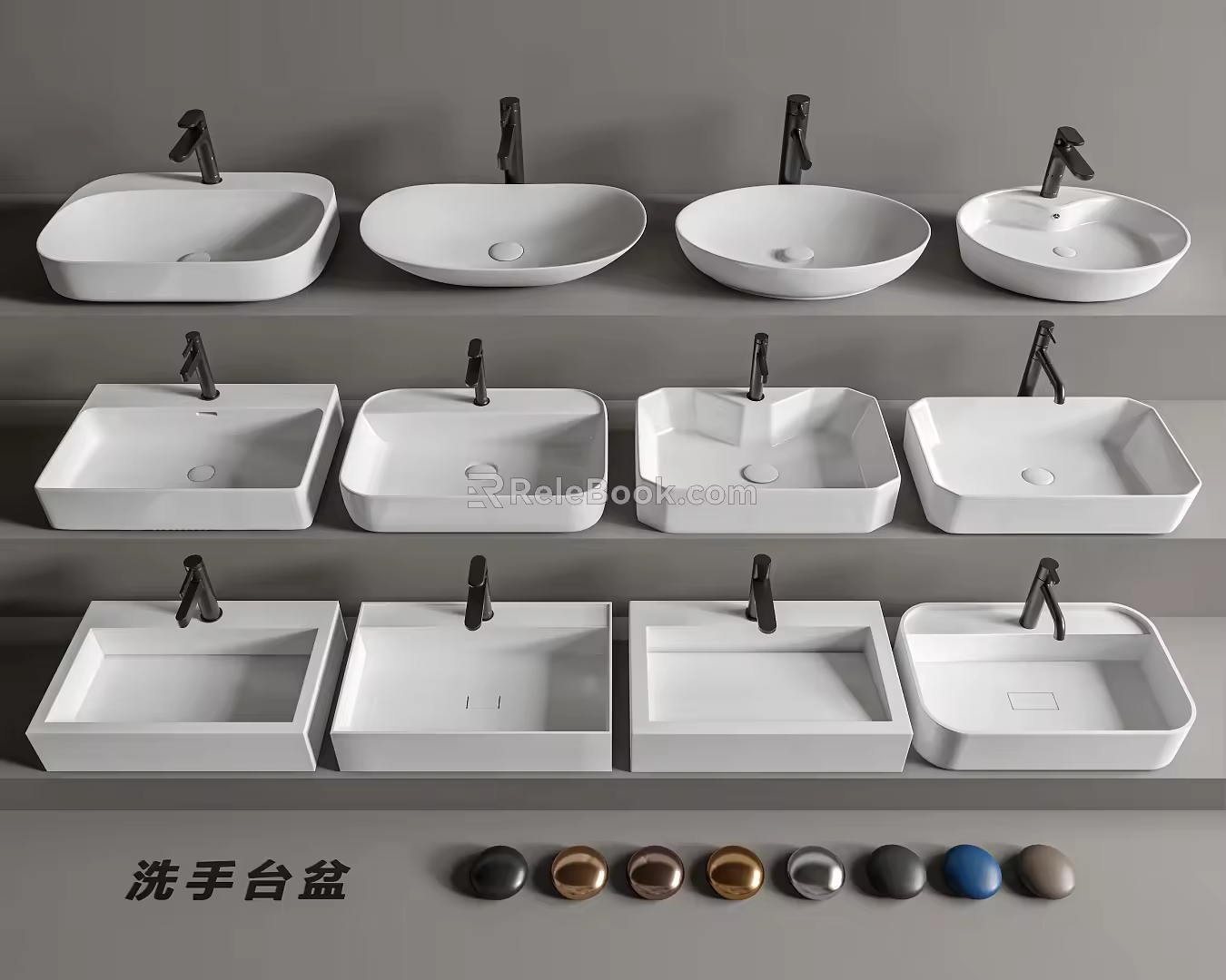 wash basin washbasin counter basin faucet under counter basin 3d model