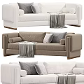 Cozy Modern Two-Seater Sofa With Plush Pillows And Soft Throw Blanket 3d model
