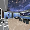Modern KTV Interior With Starry Sky Ceiling Large Screen Comfortable Sofa Coffee Tables And Microphone 3d model