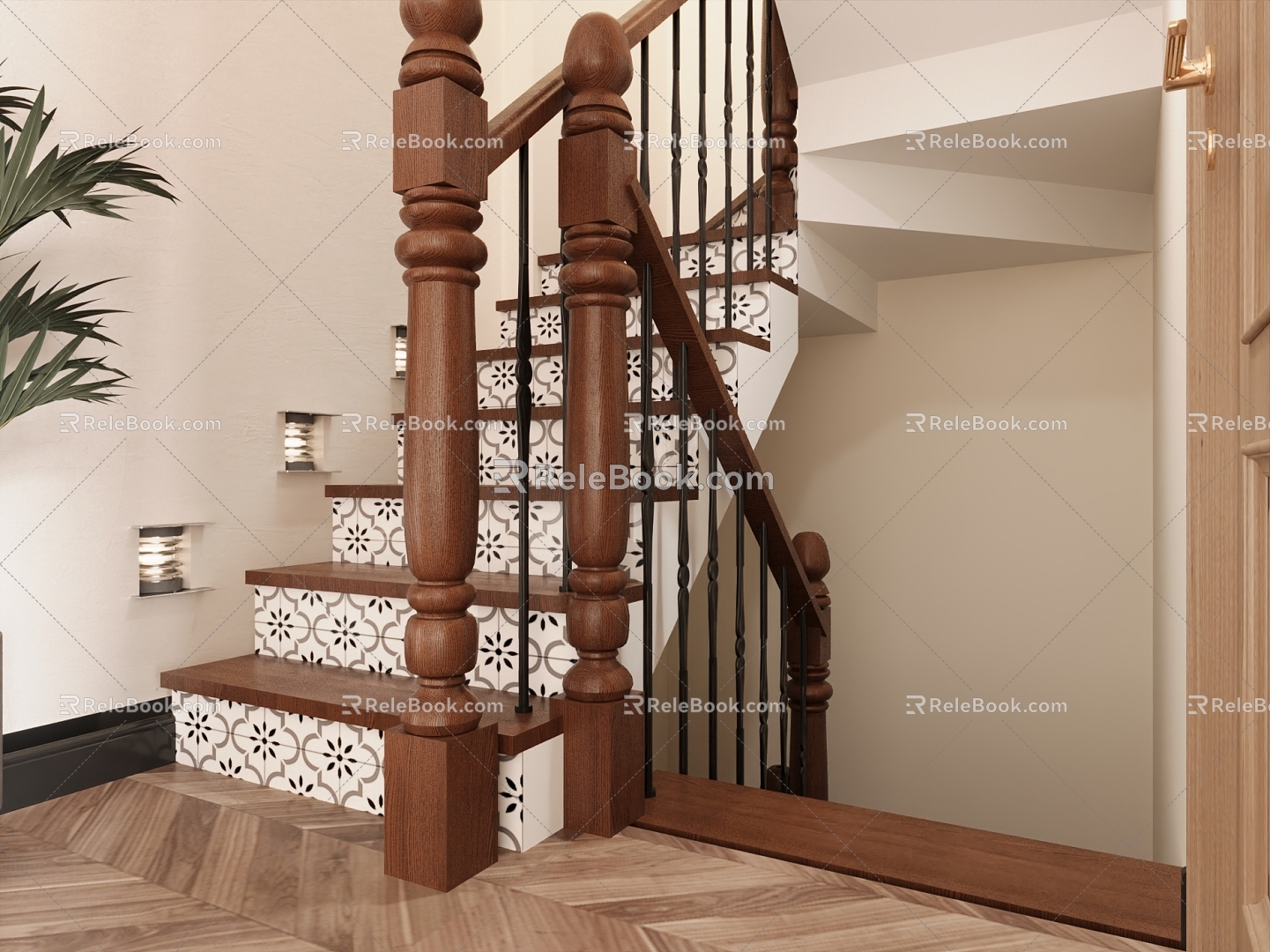 Modern medieval stairwell handrail 3d model