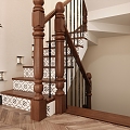 Modern medieval stairwell handrail 3d model