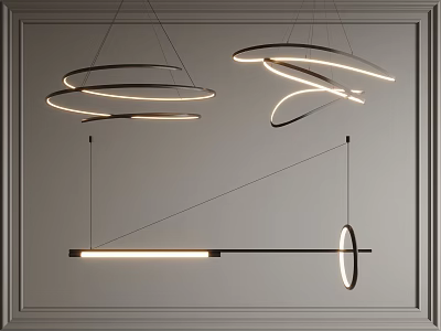 Modern Chandeliers With Circular Rings Curved Lines And Linear Designs For Interior Decoration 3d model