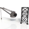 Industrial Crane Model And Metal Tower Structure On White Background 3d model