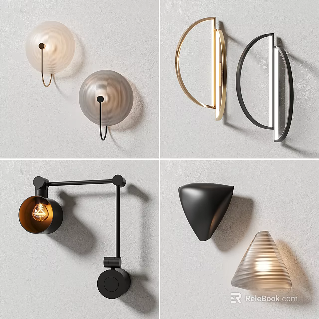 Modern Wall Lamps With Various Shapes For Minimalist Home Decor And Living Spaces 3d model 