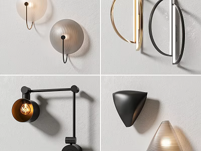 Modern Wall Lamps With Various Shapes For Minimalist Home Decor And Living Spaces 3d model