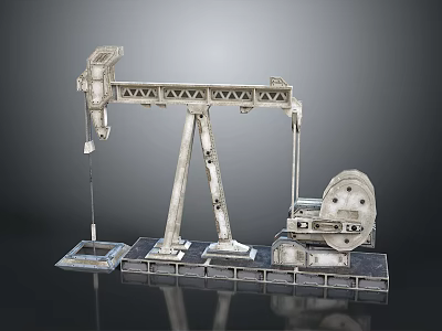 Oil Pump Jack With Metal Frame And Base Platform Structure 3d model