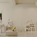 Modern Living Dining Room Interior Design With White Sofa Decorative Artwork And Green Plant