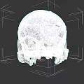 Ancient Human Skull With Visible Cracks And Weathered Surface On Dark Background 3d model