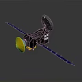Spacecraft with Solar Panels Dish Antenna Black Body and Yellow Component for Space Exploration