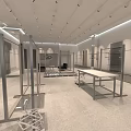 Modern Clothing Store Interior With Metal Display Racks And White Shelving Units