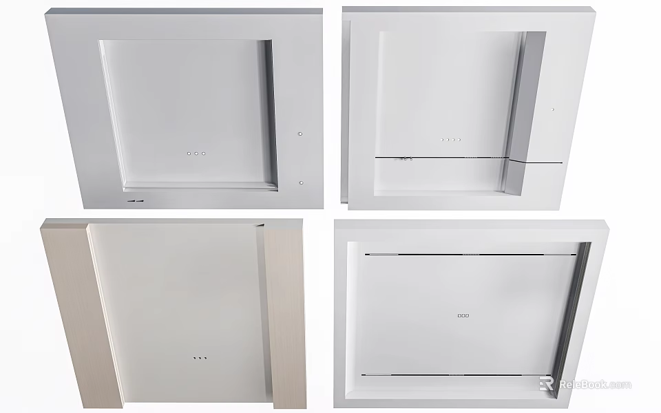 Modern Interior Ceiling Panel Designs With Sleek White Finish And Various Flush Mount Styles 3d model 