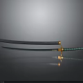 Traditional Japanese Samurai Sword With Black Scabbard And Green Accents