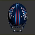 Blue Football Helmet With Red Stripes And Titans Logo For Sports Apparel