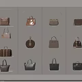Stylish Designer Bags Display On Circular Shelves With Various Colors Patterns And Styles