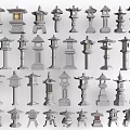 Assorted Traditional Decorative Lanterns with Stone Material and Various Designs
