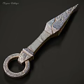 Handcrafted Metallic Dagger Weapon With Ring Pommel And Textured Blade