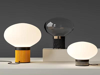 Modern Table Lamps With Spherical Shades And Colorful Bases For Living Room Decor 3d model