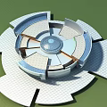 Modern Circular Architectural Structure With Multi tiered Platforms And Central Dome 3d model