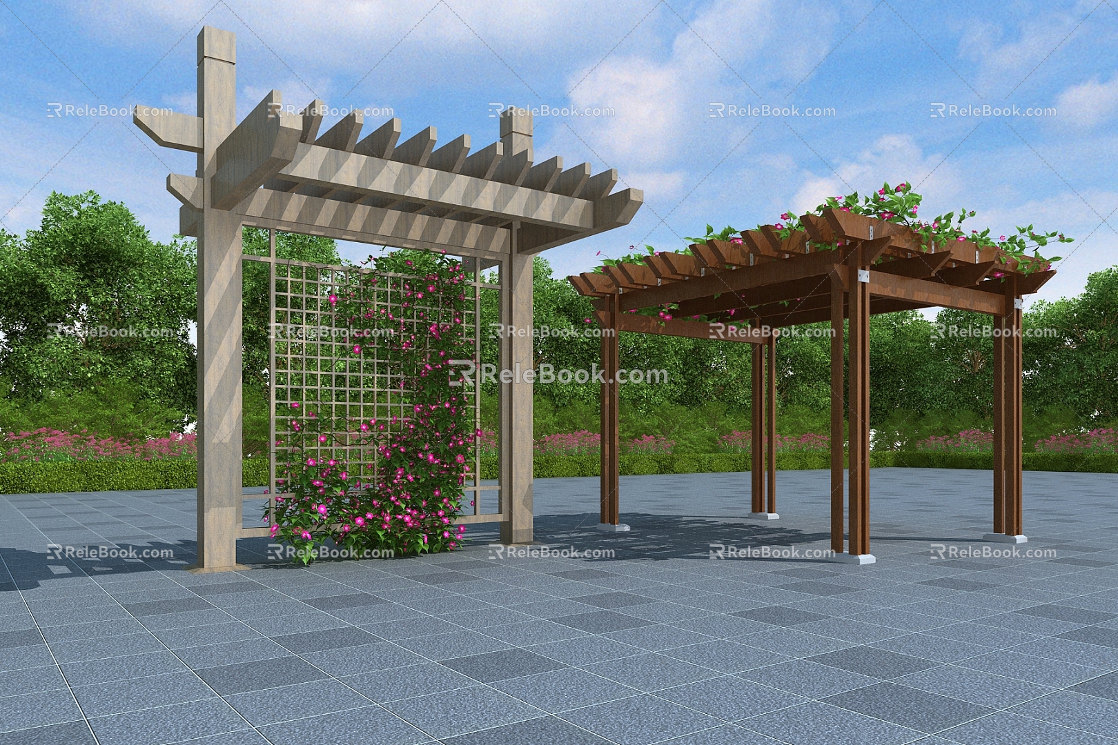 Flower Rack Vine Rack Corridor Rack Wooden Flower Rack 3d model